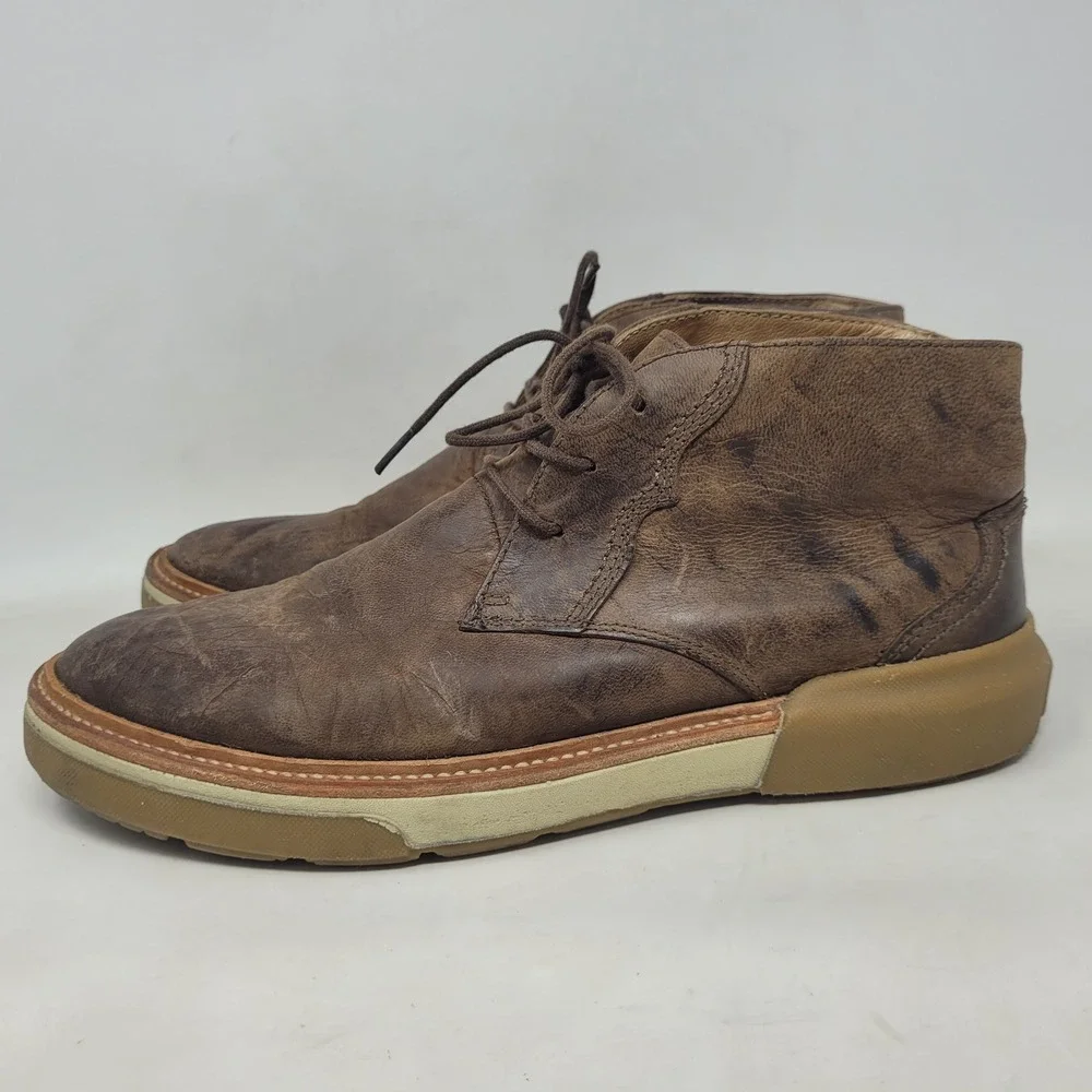 Lucchese Boots 9.5M Brown Leather After Ride Chukka Lace Up Artisan Handcrafted